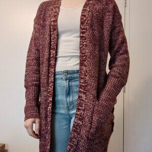 Burgundy & White Cardigan